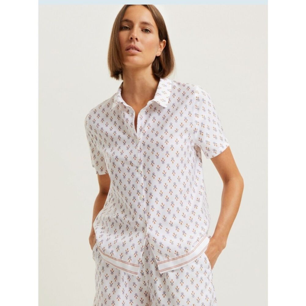 Laurence Tavernier Chora Cotton Sateen Pajama Top S
